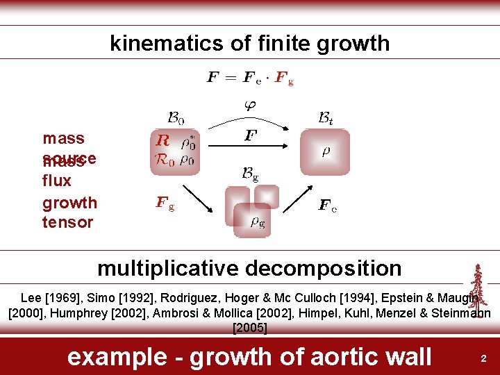 kinematics of finite growth mass source mass flux growth tensor multiplicative decomposition Lee [1969],