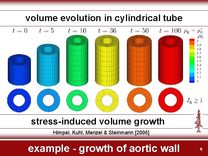 volume evolution in cylindrical tube stress-induced volume growth Himpel, Kuhl, Menzel & Steinmann [2006]