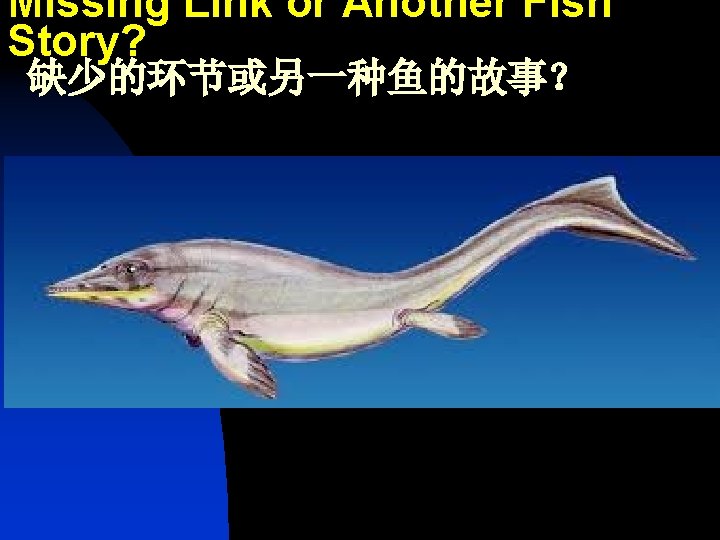 Missing Link or Another Fish Story? 缺少的环节或另一种鱼的故事？ 