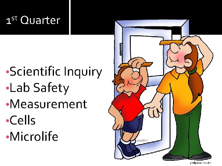1 st Quarter • Scientific Inquiry • Lab Safety • Measurement • Cells •