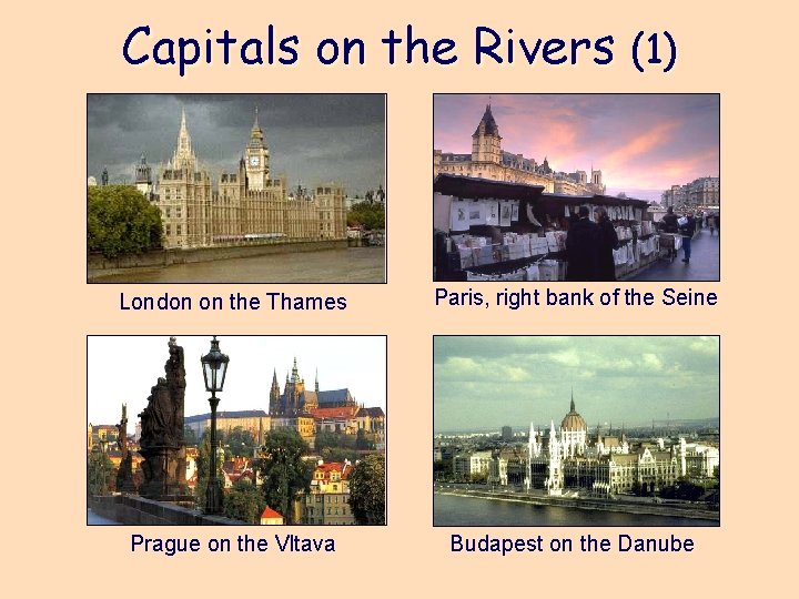 Capitals on the Rivers (1) London on the Thames Paris, right bank of the