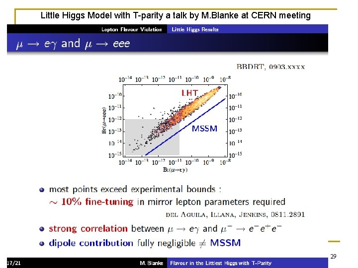 Little Higgs Model with T-parity a talk by M. Blanke at CERN meeting 29