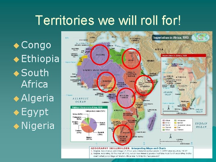 Territories we will roll for! u Congo u Ethiopia u South Africa u Algeria