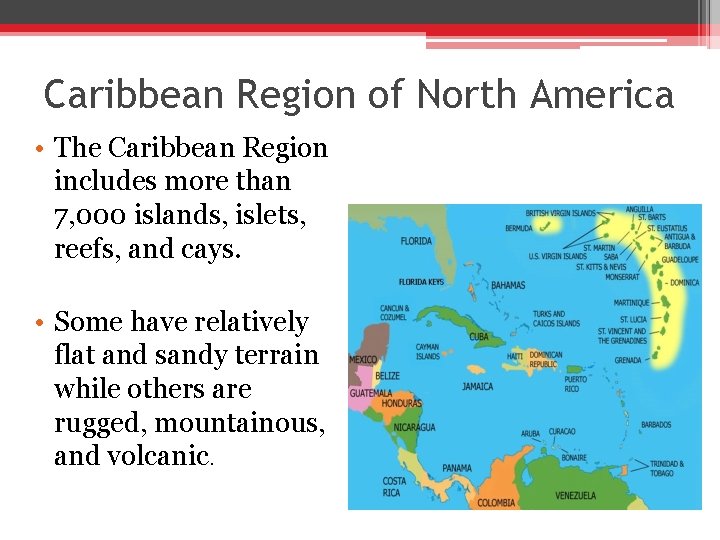 Caribbean Region of North America • The Caribbean Region includes more than 7, 000