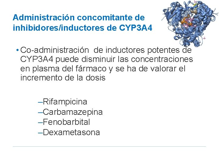 Administración concomitante de inhibidores/inductores de CYP 3 A 4 • Co-administración de inductores potentes