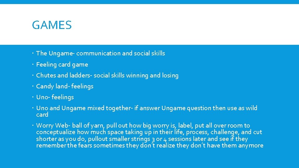 GAMES The Ungame- communication and social skills Feeling card game Chutes and ladders- social