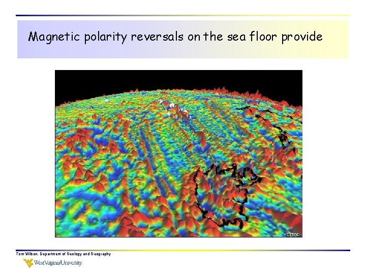 Magnetic polarity reversals on the sea floor provide Tom Wilson, Department of Geology and