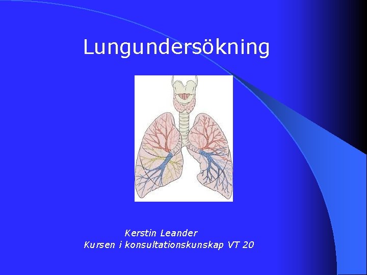 Lungundersökning Kerstin Leander Kursen i konsultationskunskap VT 20 