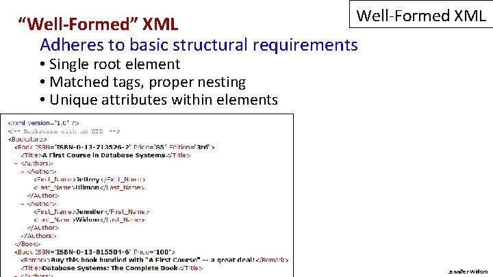 Well-Formed XML “Well-Formed” XML Adheres to basic structural requirements • Single root element •