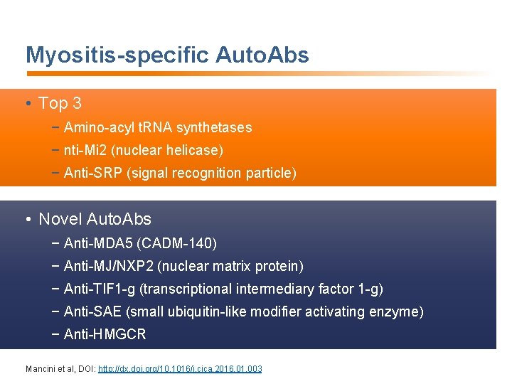 Myositis-specific Auto. Abs • Top 3 − Amino-acyl t. RNA synthetases − nti-Mi 2
