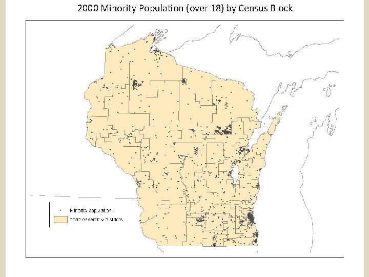 2000 Minority Population (over 18) by Census Block 