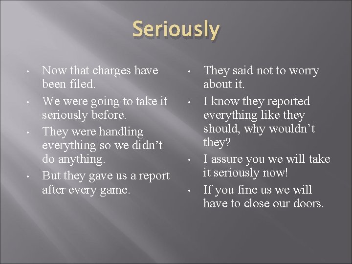 Seriously • • Now that charges have been filed. We were going to take