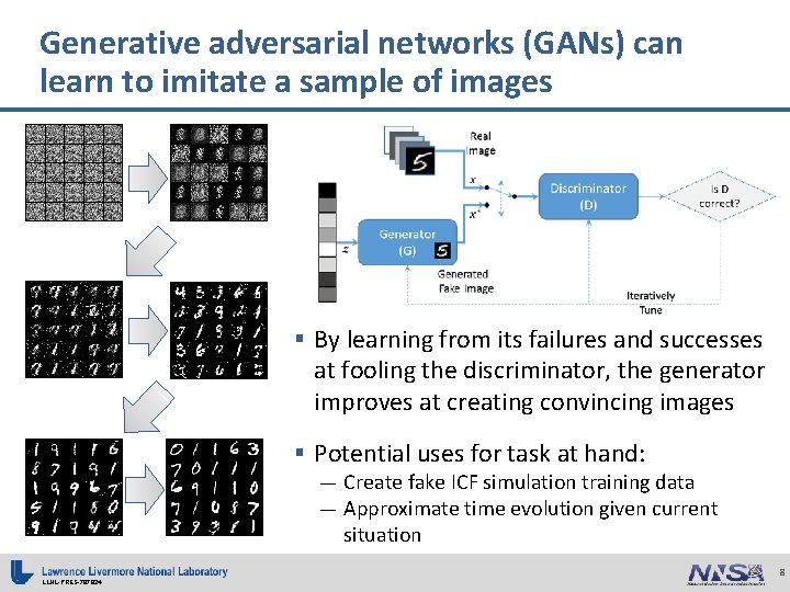 Generative adversarial networks (GANs) can learn to imitate a sample of images § By
