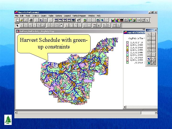 Harvest Schedule with greenup constraints 