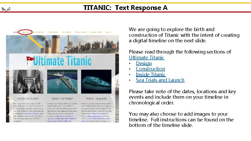 TITANIC: Text Response A We are going to explore the birth and construction of