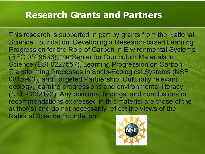 Learning Progressions in Environmental Science Literacy Kristin Gunckel