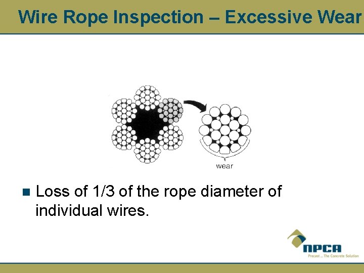 Wire Rope Inspection – Excessive Wear n Loss of 1/3 of the rope diameter