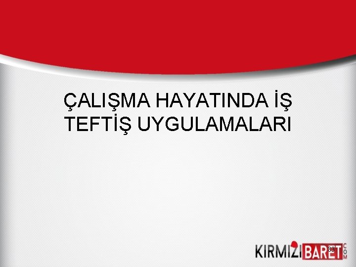 ÇALIŞMA HAYATINDA İŞ TEFTİŞ UYGULAMALARI 83 