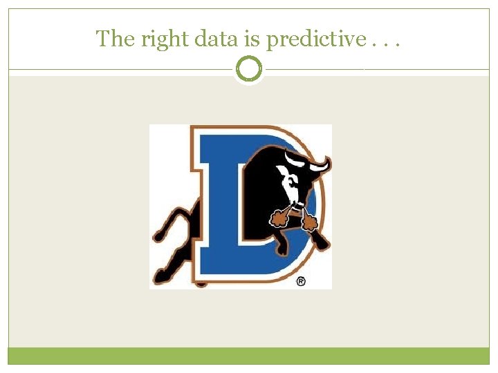 The right data is predictive. . . 