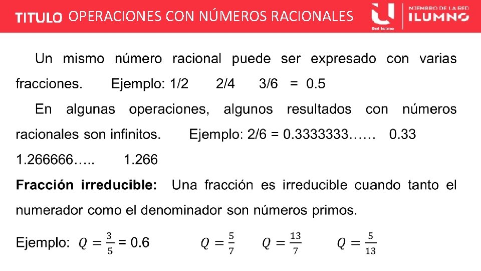 OPERACIONES CON NÚMEROS RACIONALES 