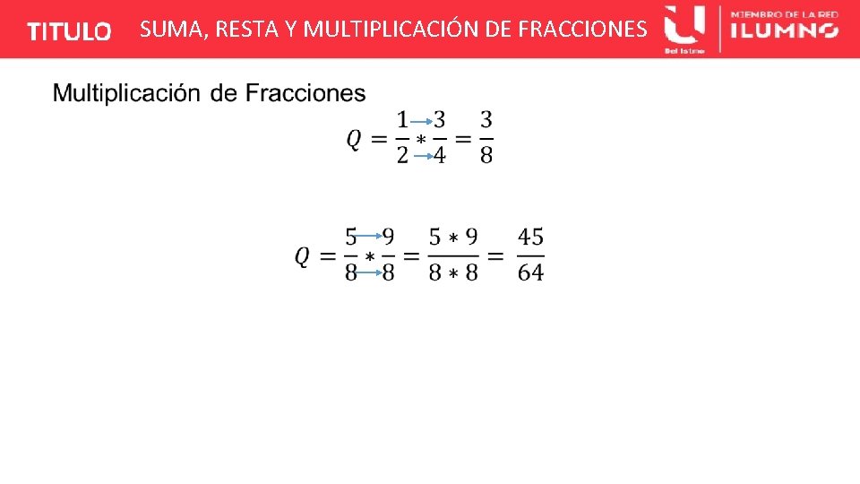 SUMA, RESTA Y MULTIPLICACIÓN DE FRACCIONES 