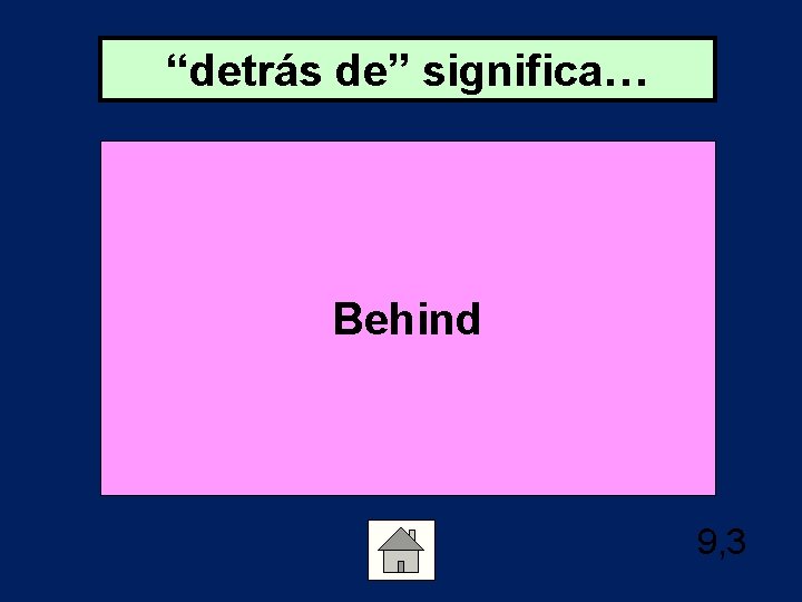 “detrás de” significa… Behind 9, 3 