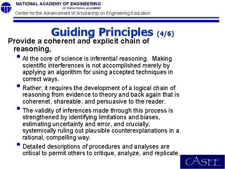 NATIONAL ACADEMY OF ENGINEERING OF THE NATIONAL ACADEMIES Center for the Advancement of Scholarship