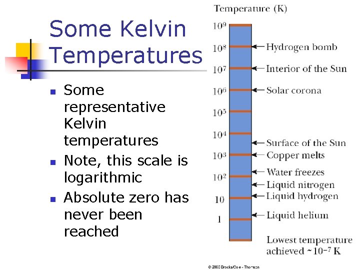 Some Kelvin Temperatures n n n Some representative Kelvin temperatures Note, this scale is