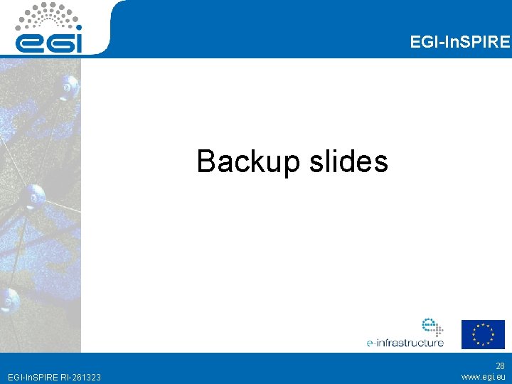 EGI-In. SPIRE Backup slides EGI-In. SPIRE RI-261323 28 www. egi. eu 