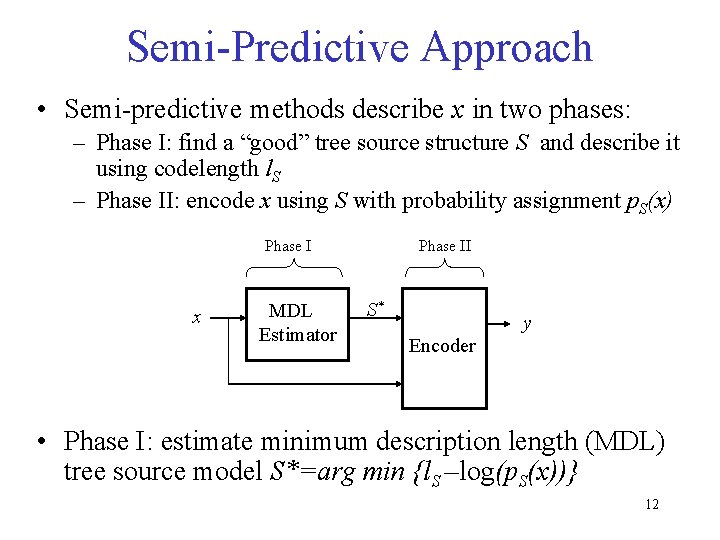 Semi-Predictive Approach • Semi-predictive methods describe x in two phases: – Phase I: find