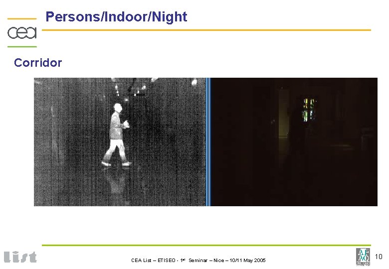 Persons/Indoor/Night Corridor CEA List – ETISEO - 1 st Seminar – Nice – 10/11