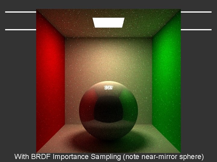 With BRDF Importance Sampling (note near-mirror sphere) 