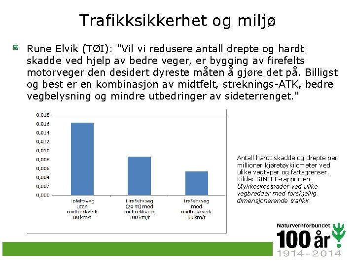 Trafikksikkerhet og miljø Rune Elvik (TØI): "Vil vi redusere antall drepte og hardt skadde