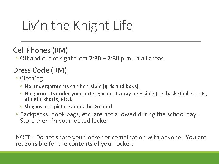 Liv’n the Knight Life Cell Phones (RM) ◦ Off and out of sight from