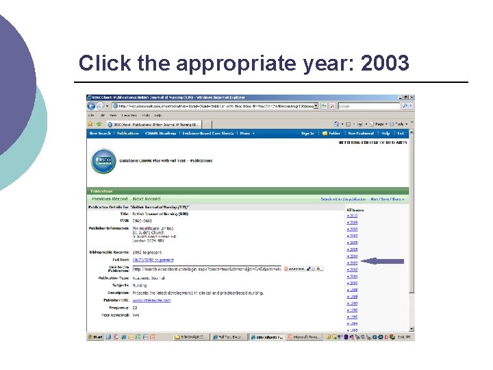 Click the appropriate year: 2003 