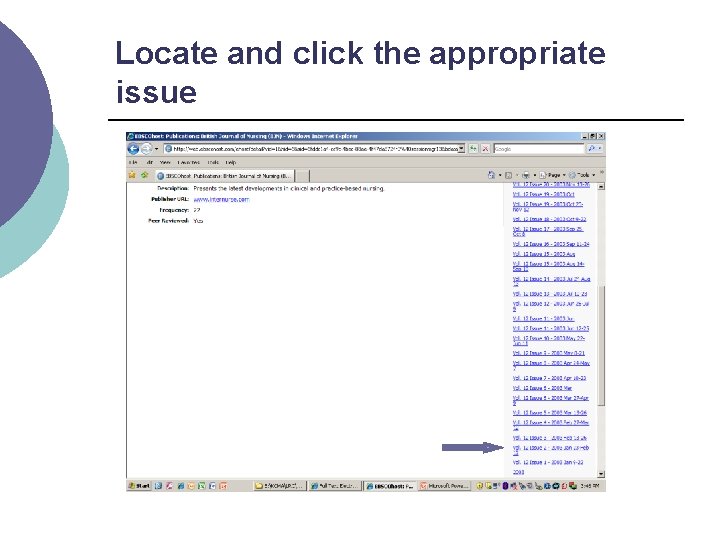 Locate and click the appropriate issue 