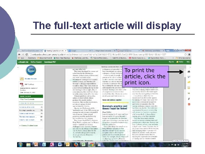 The full-text article will display 