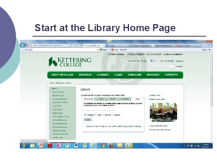 Start at the Library Home Page 