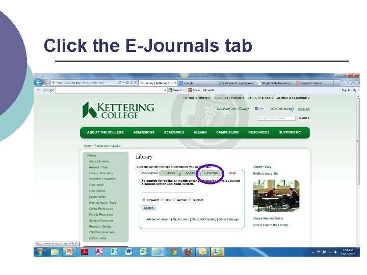 Click the E-Journals tab 