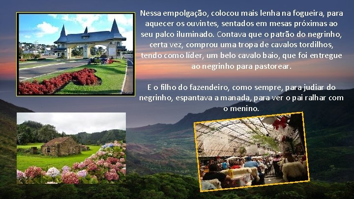Nessa empolgação, colocou mais lenha na fogueira, para aquecer os ouvintes, sentados em mesas Nessa empolgação, colocou mais lenha na fogueira, para aquecer os ouvintes, sentados em mesas