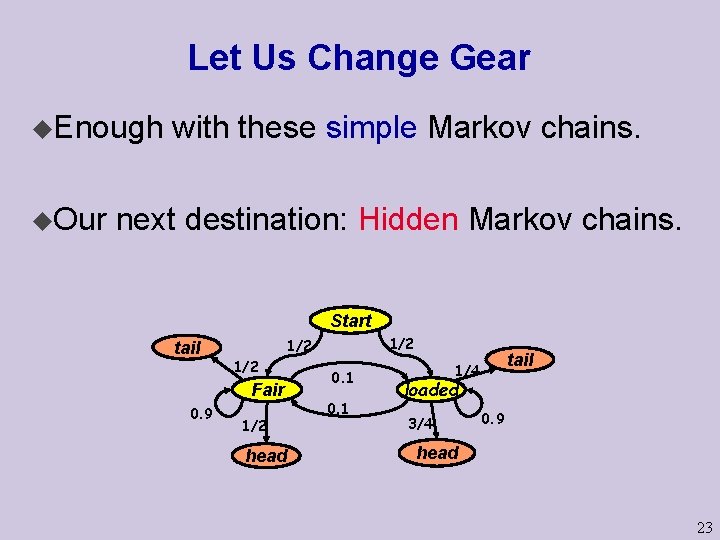 Let Us Change Gear u. Enough u. Our with these simple Markov chains. next
