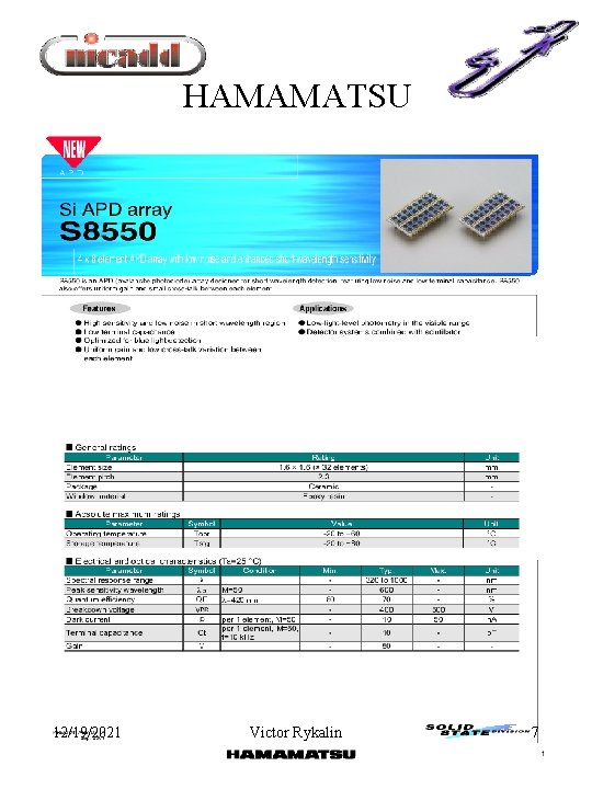 HAMAMATSU • Gain 12/19/2021 Victor Rykalin 7 