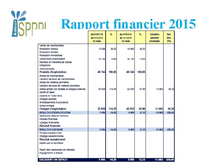 Rapport financier 2015 