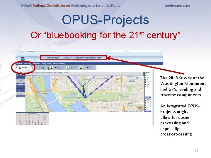 OPUS-Projects Or “bluebooking for the 21 st century” The 2013 Survey of the Washington