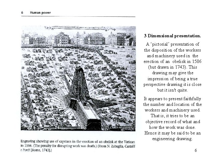3 Dimensional presentation. A ‘pictorial’ presentation of the disposition of the workers and machinery