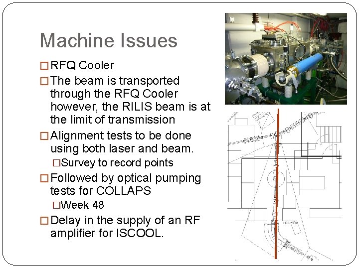 Machine Issues � RFQ Cooler � The beam is transported through the RFQ Cooler