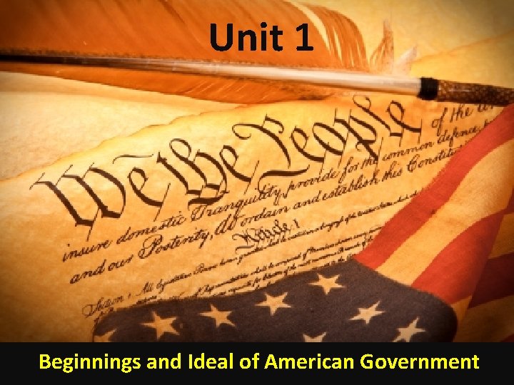 Unit 1 Beginnings and Ideal of American Government 