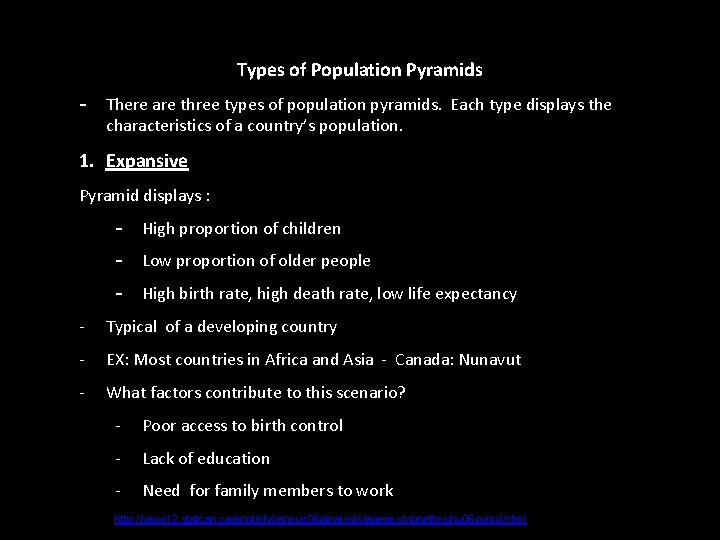 Types of Population Pyramids - There are three types of population pyramids. Each type