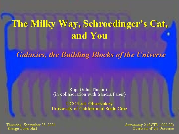 The Milky Way, Schroedinger’s Cat, and You Galaxies, the Building Blocks of the Universe