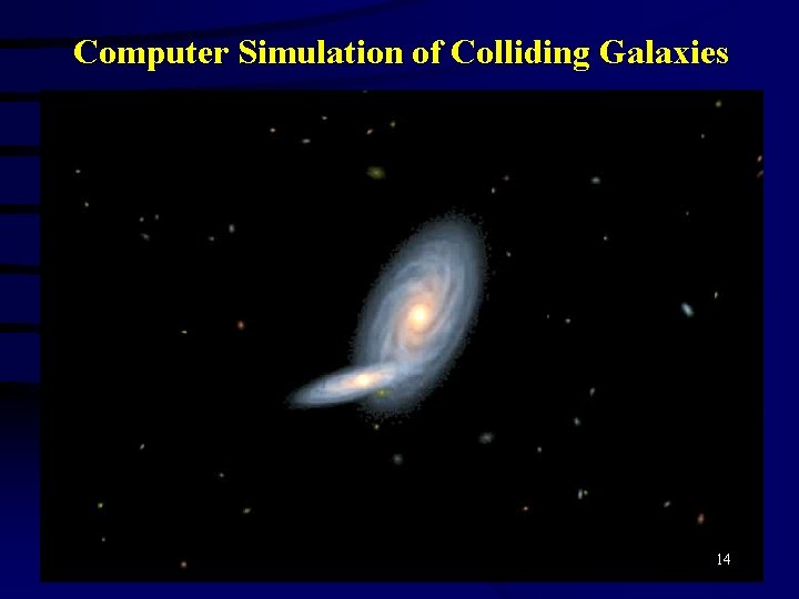 Computer Simulation of Colliding Galaxies 14 